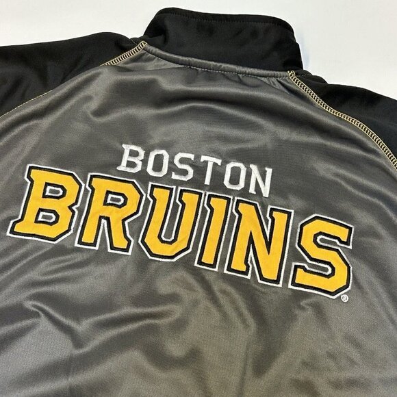 Magestic Other - Boston Bruins Jacket Mens XLT Tall Black Yellow Spellout Long Sleeve Zip Front